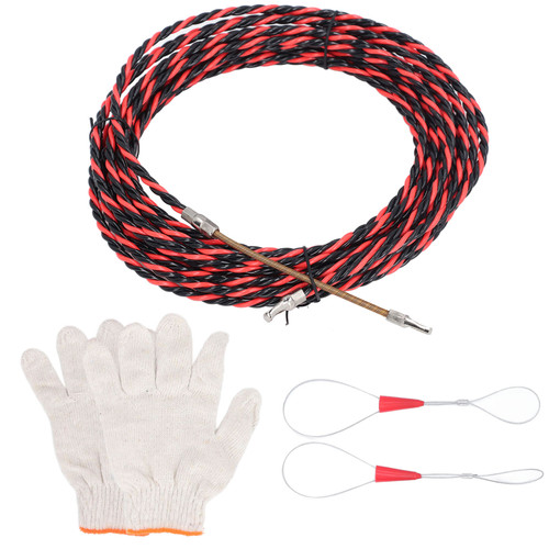 Electrical Wire Threader Flat Head Electrician Threading Device Manual Cable Guide Puller with Gloves Cable Ties 10m / 32.8ft