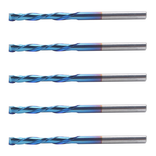 5Pcs Milling Cutter 2 Flute Tungsten Steel Nano Blue Coating Cutting CNC Tool 3.175x22x55mm