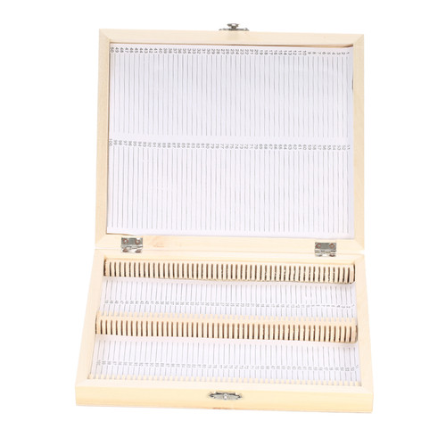 100-Places Wooden Slide Storage Box with Numbered Slots Contents Sheet for Prepared Microscope Slides