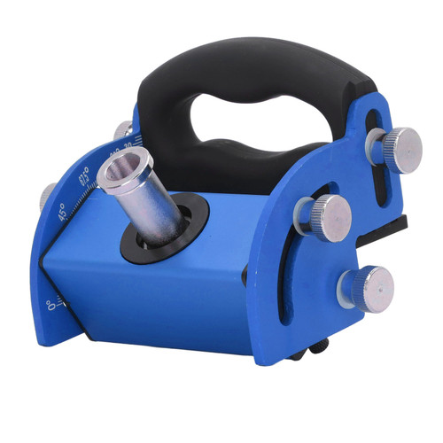 Woodworking Hole Locator Aluminum Alloy Adjustable 0‑90° Clear Scale Guide Positioner for Inclined Hole Blue