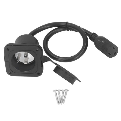 AC Power Inlet Plug 2 Pole 3 Wire NEMA 5‑15 RV Flange Inlet 15A AC Port Plug with Waterproof Cover