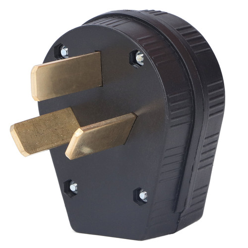 3 Prong Industrial Straight Plug Brass Contacts Male Connector US Standard 50A 125V/250V