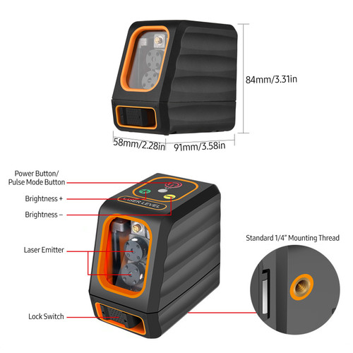 Cross Line Laser Level with Bracket 30M/ 98FT Self Leveling Horizontal and Vertical Green Beam Laser Line Marker 10 Levels Brightness 4 Working Modes