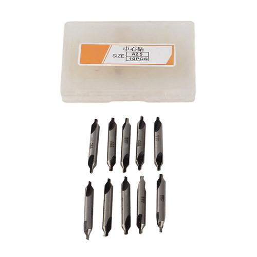 10Pcs Center Drill Bit Set High Speed Steel 4341 Straight Shank Drilling Tools 2.5mm