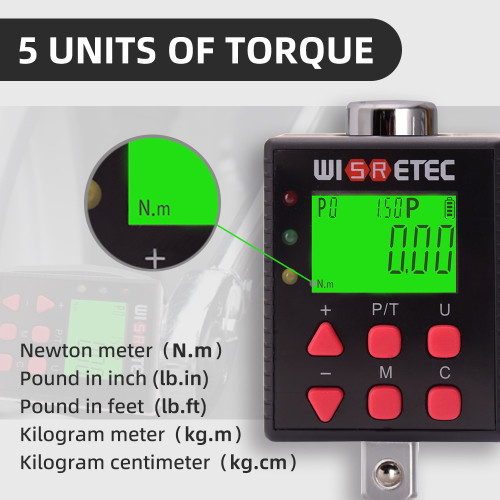 Digital Torsion Meter Digital Backlight Display Wrench Torsion Tester Two Working Modes Adjustable Five Units Switchable with Buzzer and LED Indicator Light Function