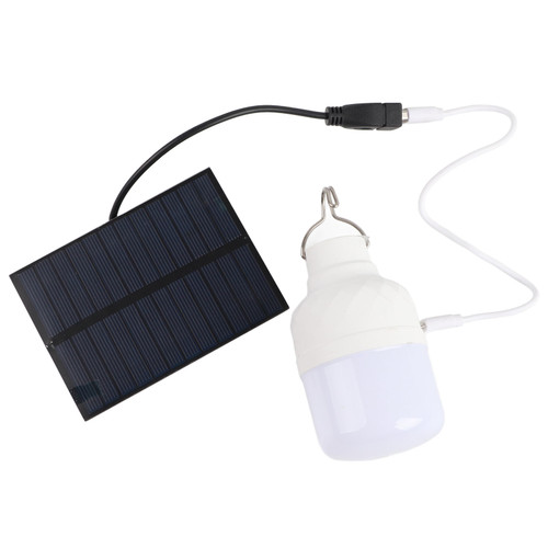 Solar Powered LED Bulb 40W 5000K 1500lm Portable LED Light Bulb with 3W 5V Solar Panel for Camping Fishing
