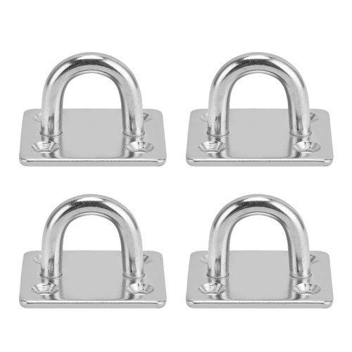 4Pcs Eye Plate with Enclosed Hook 304 Stainless Steel Ceiling Wall Mount Hanging Hardware 6#