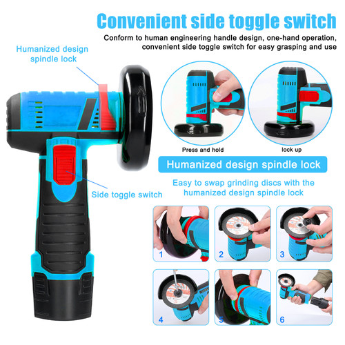 19500rpm Electric Grinding Machine Handheld Multifunctional Angle Grinder for Cutting Polishing Ceramic Tile Wood Stone Steel
