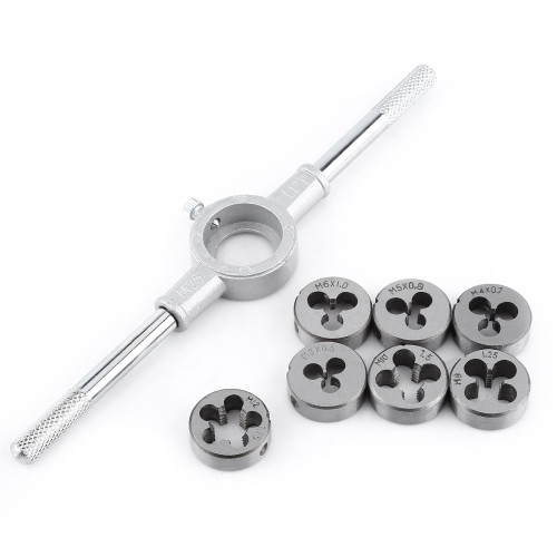 8PCS Screw Die &amp; Wrench Spanner External Thread Processing Tapping Hand Tool Kit