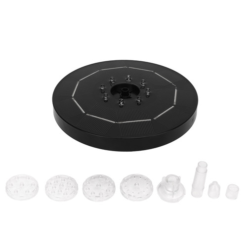 Solar Fountain LED Colorful Lighting Solar Powered Floating Bird Bath Fountain Pump with 6 Nozzles DC4V