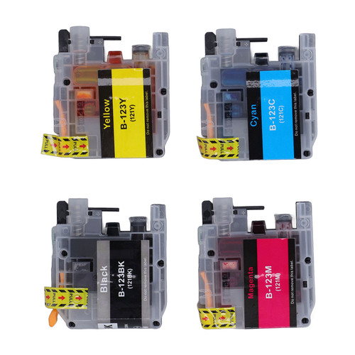 4PCS Printer Ink Cartridge BK C M Y PP Clear Colorfast Disposable Ink Cartridge Replacement LC123 121
