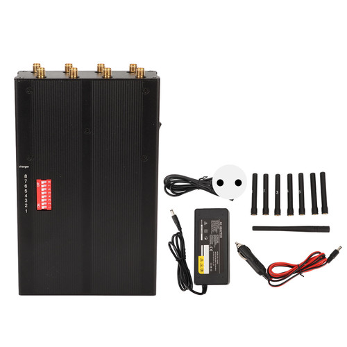 Full Band Signal Jammer 8 Antenna 15m Intercepting Radius Recording Prevent Anti Recording Blocker for GSM 4G WIFI EU Plug AC100‑240V