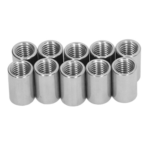 10Pcs Coupling Nut Round Rod Connector Female Thread 304 Stainless Steel M12x1.75 16 L25mm