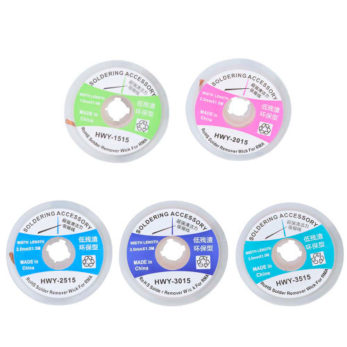 5Pcs Soldering Wick Desoldering Wire Braid Solder Remover Sucker 1.5m