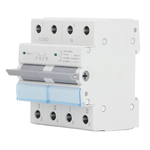 Dual Power Manual Transfer Switch 230VAC 2 Poles DIN Rail Mounting Single Side Interlock Power Transfer Switch 63A