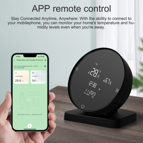 Tuya WIFI USB Rechargeable Temperature and Humidity Detector Household Office Baby's Room Hygrothermograph LCD Display IR Remote Controller Temperature and Humidity Meter Temperature Tester Hygrometer Compatible with  Home Alexa