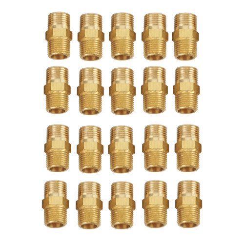 20 Pcs 1/8 BSP to 1/8 BSP External Thread Brass Pipe Hex Nipple Fitting Quick Adapter
