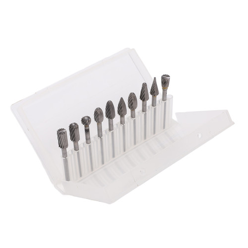 10Pcs Rotary File Burr Grinding Bit Cemented Carbide Tool Set Kit for Chamfering