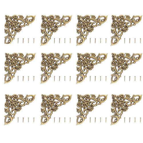 12PCS Antique Style Hollow Shape Jewelry Scrapbook Album Protector Wood Box Corner Decor Large