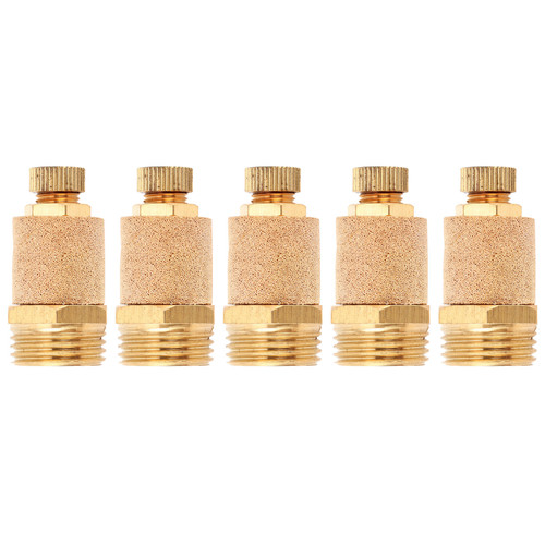 5Pcs G1/2 Pneumatic Muffler Throttle Brass Silencer Long Head Industrial Components