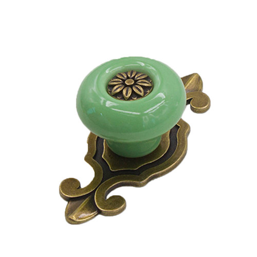 Vintage Ceramic Door Knob Drawer Cupboard Wardrobe Furniture Pull Handle (BronzE Green)