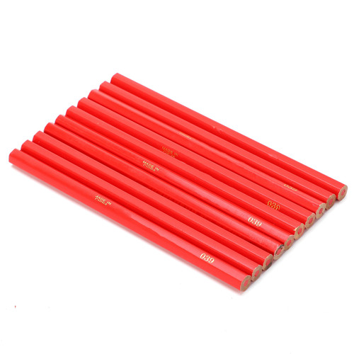 10Pcs Red Carpenter Pencil Red Core Woodworking Pine Pencil Woodworking Marking Tool