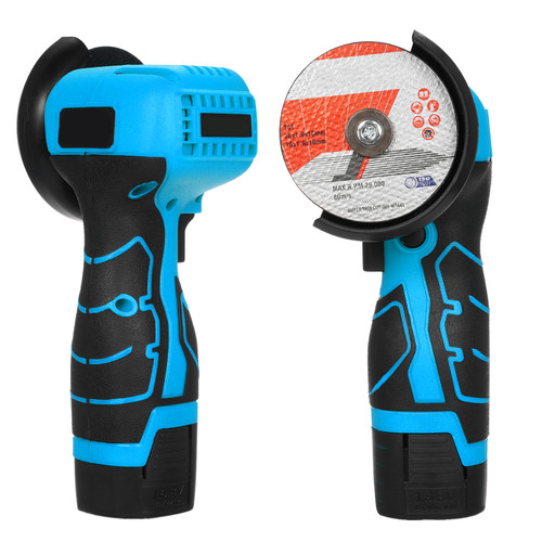 Cordless Angle Grinder 7000RPM Electric Grinding Tool Mini Grinder with 2Pcs 16.8V 2000mAh Battery and Cutting Blade for Cutting Polished Brick Wood Stone Steel