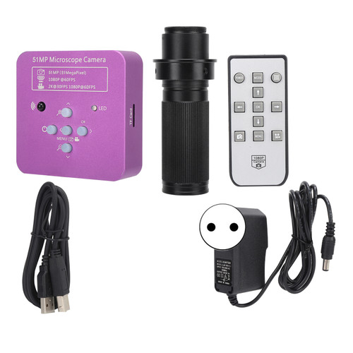 USB FHD Video Microscope Camera 51MP HD Multimedia Interface Microscope Camera with Remote Control AC 100‑240VEU Plug
