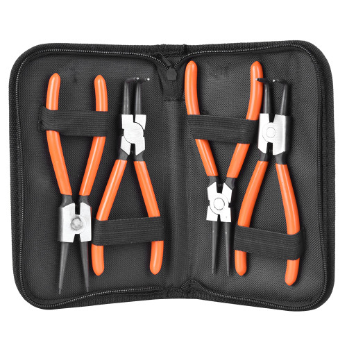 4Pcs 7in Carbon Steel Internal External Bent Straight Snap Ring Remove Tool Circlip Pliers Set