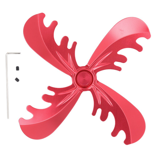 Stove Fan Blade 180mm 4 Blades Heat Powered Aluminium Alloy Horn Shape Fireplace Fan Blade Accessory for Home Red