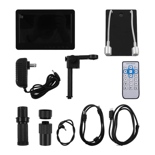 26MP 1080P 7in Digital Microscope 8X‑150X Zoom Lens Continuous Amplification for Scientific Research AC100‑240VUS Plug
