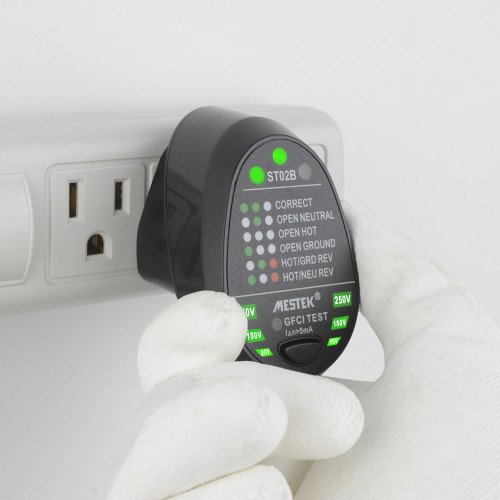 MESTEK Advanced RCD Electric Socket Tester Automatic Neutral Live Earth Wire Testing Circuit Polarity Detector Wall US Plug Breaker Finder Electric Leakage Test with Voltage Backlight Display