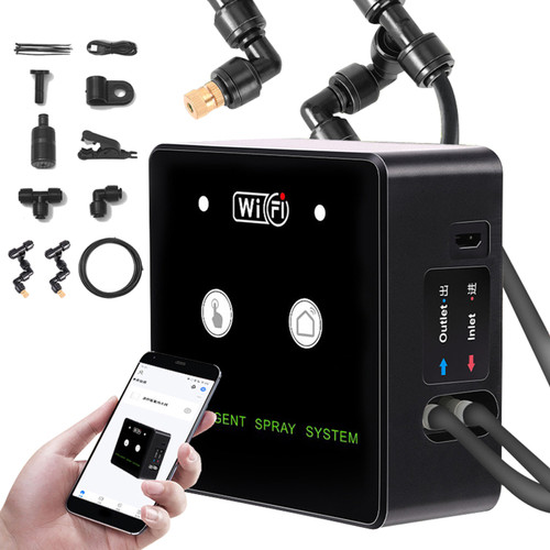 Wifi Rainforest Terrarium Timed Fogging System Reptile Intelligent Humidification Spray Kit Automatic Sprayer 360° Rotatable Nozzle with WiFi Connection Remote APP Control and Timer Function