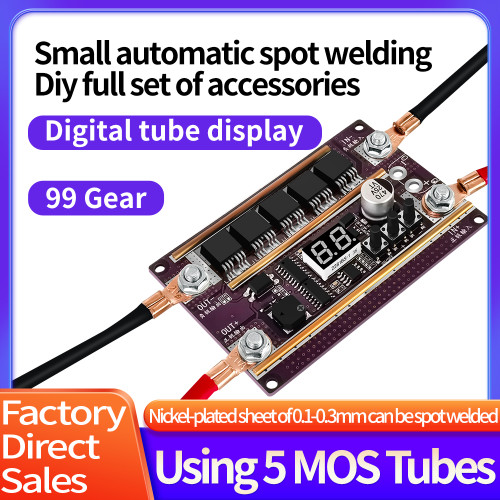 99 Gears of Power Adjustable Mini Spots Welding Machine Control Board for Welding Cylindrical Lithium Battery Nickel-metal Hydride Batteries and 0.1-0.3mm Nickel Sheet