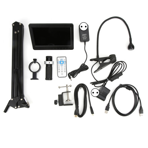 USB Digital Microscope 150X 1080P Foldable LED Lights USB Digital Microscope Recorder with 7 Inch LCD Display AC100‑240VEU Plug