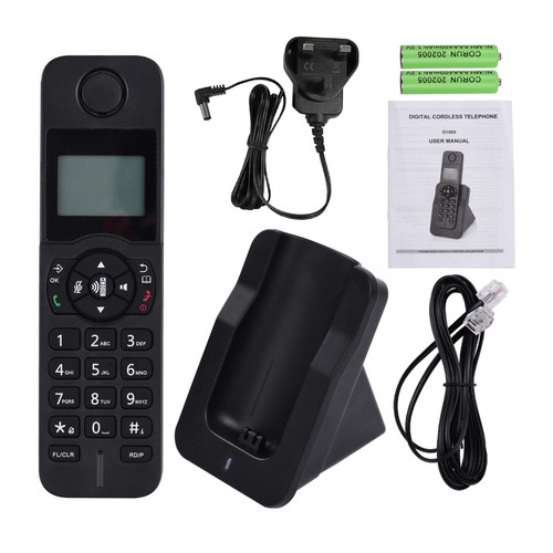Bisofice Expandable Cordless Phone Telephone with LCD Display Caller ID 50 Phone Book Memories Hands-free Calls Conference Call 16 Languages Support 5 Handsets Connection for Office Business Home Family