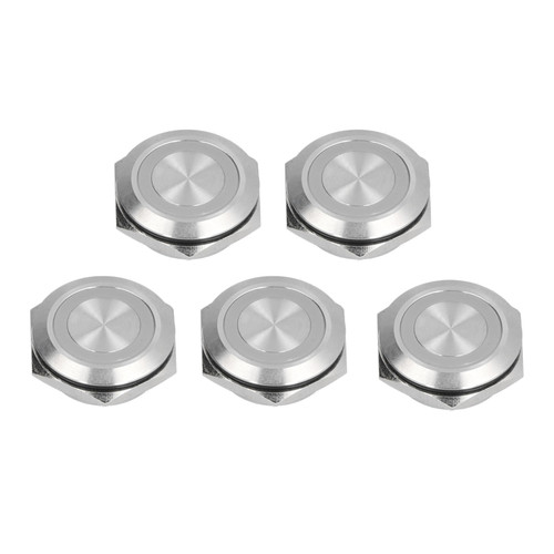 5Pcs Momentary Push Button Switch Metal Auto Reset Ultra Thin Waterproof with LED 25mmDC3~6V Yellow