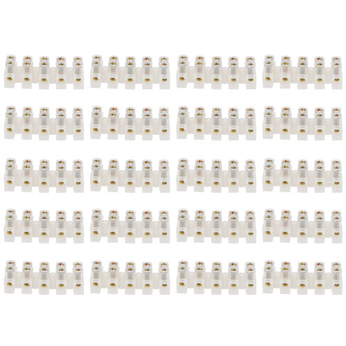 20Pcs Terminal Block Strip FlameRetardant ThroughType Wire Connector 10A Industrial Supplies(5in5out )