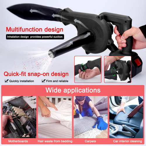 Geevorks High-Power Motor Handheld Lithium Battery Electric Blower Strong Wind Air Blower Stepless Speed Change Dust Removal Fan Home Courtyard Snow Cleaner Power Tool