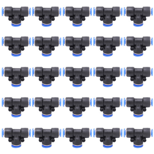50Pcs 3‑Way Pneumatic Connector Quick PU Tube Hose Push in Air Water Fitting PEG6‑8‑6