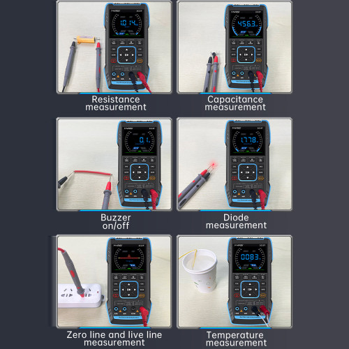 3in1 Oscilloscope Multimeter Signal Generator Machine 2.8inch IPS Display Oscope Meter Handheld Oscilloscope 10Mhz Bandwidth 50MSa/s Sampling Rate Dual Channel Oscillometer with Waveform Save and View Function for DIY and Electronic Test