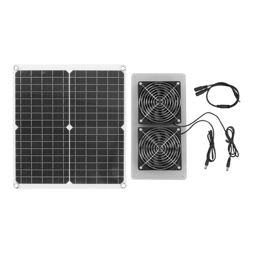 18V 25W Solar Panel Fan Kit Monocrystalline Waterproof 3500 RPM Solar Exhaust Fan Kit for Greenhouse Dog Homes RV
