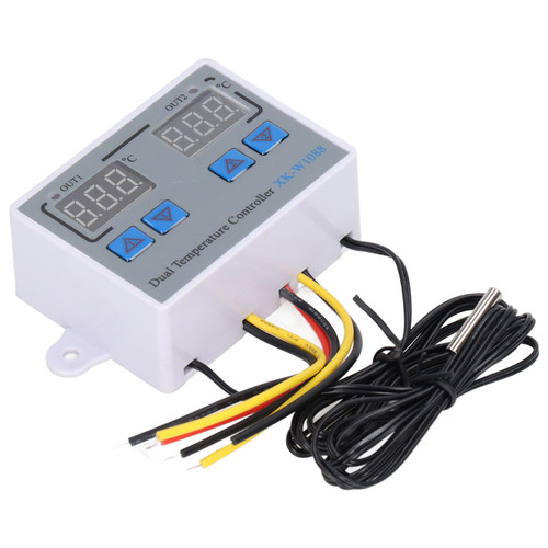 Dual Display Temperature Humidity Controller Heating Cooling Thermostat Switch NTC 10K Sensor 12V