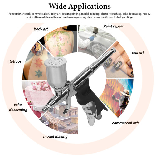 Multi-purpose Professional 0.3mm Airbrush for Car Model Making DIY Makeup Nail Art Painting Cake Decorating Use with 15CC Pigment Cup