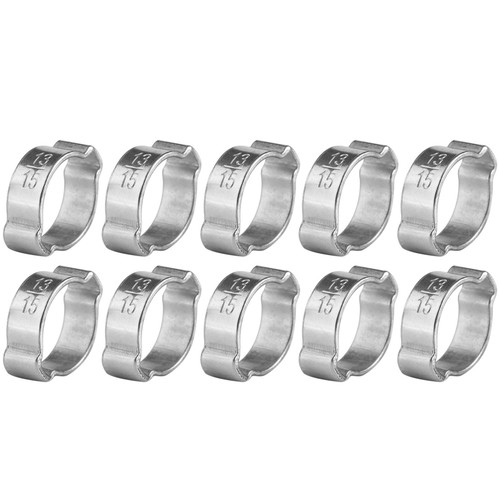 10pcs Zinc Plated Iron Galvanized Two Ear Hose Clamp 5‑23mm for Fule Petrol Pipe Tube (13‑15MM)