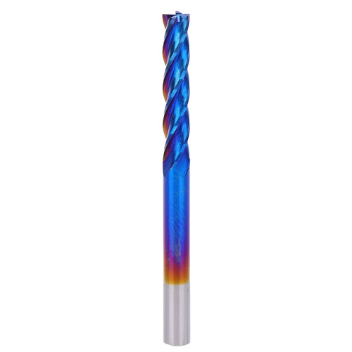 4Flute End Mill Tungsten Steel NanoBlue Coating CNC Straight Handle Milling Cutter(3.175 x 3.175 x 17 )
