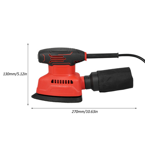 Detail Sander 130W 1.1A Powerful Motor 12000RPM Electric Sander with 15PCS Sandpapers Dust Bag Sponge Disc Wool Disc Cotton Disc Scouring Pad Soft Grip Handle Compact Hand Sanders for Woodworking