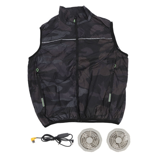 Air Conditioned Clothes 3 Speed USB Powered Summer Cooling Fan Vest for Man Woman L