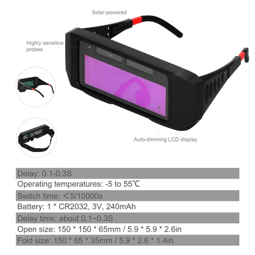 Solar Power Automatic Dimming Welding Glasses HeadMounted Welding Eyeglass Welding Argon Arc Welding Glasses Protective Welding Eyeglass