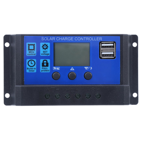 Solar Panel Controller LCD Display Battery Charge Control Dual USB Output 12V/24V 20A